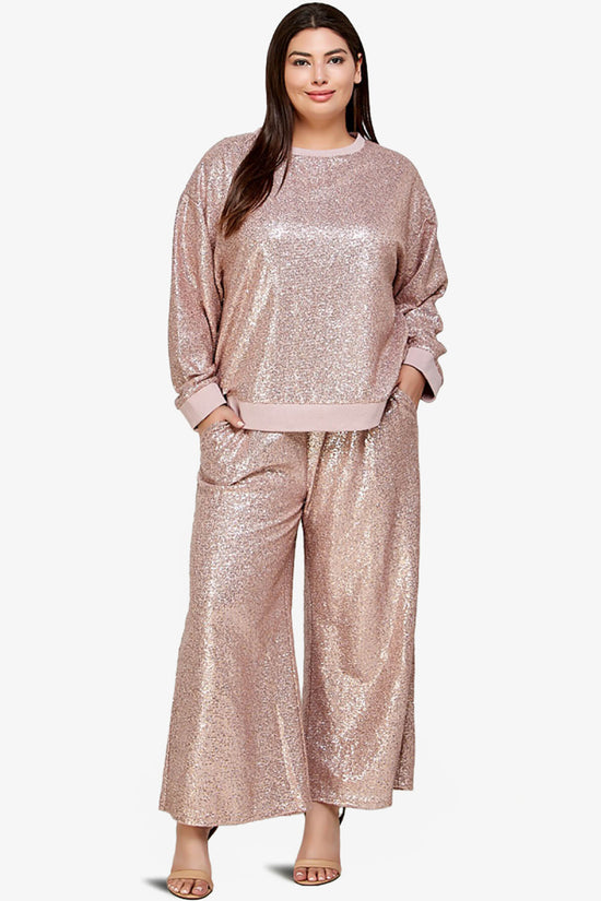 Load image into Gallery viewer, Georgi Sequin Long Sleeve Lounge top BLUSH_6
