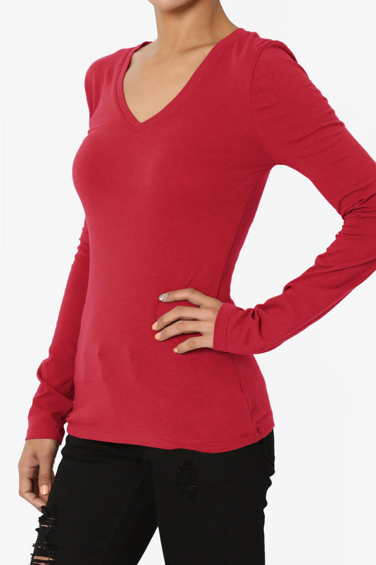Load image into Gallery viewer, Gills V-Neck Long Sleeve Tee DARK RED_3
