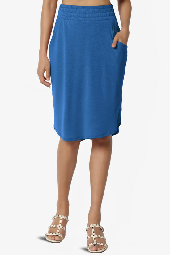 Hadyn Casual Elastic High Waist Straight Skirt CLASSIC BLUE_1