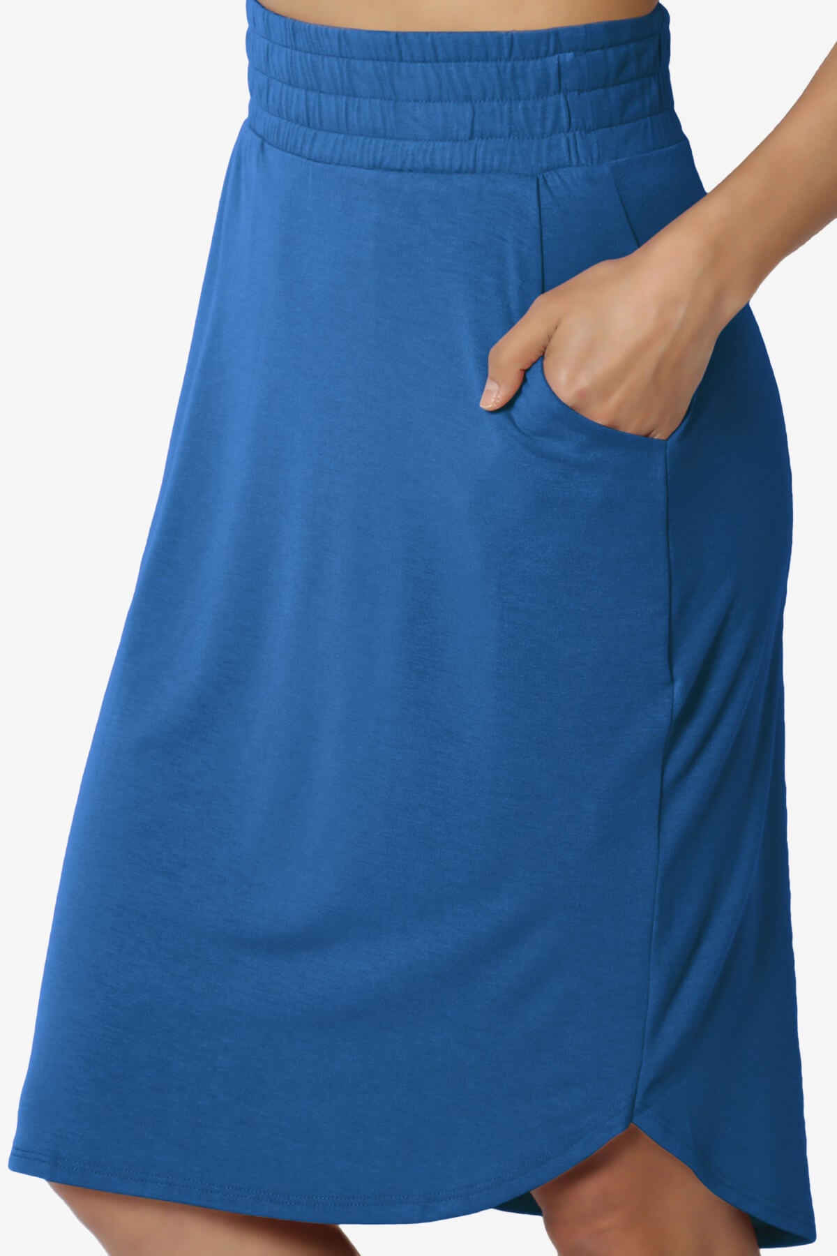 Hadyn Casual Elastic High Waist Straight Skirt CLASSIC BLUE_5