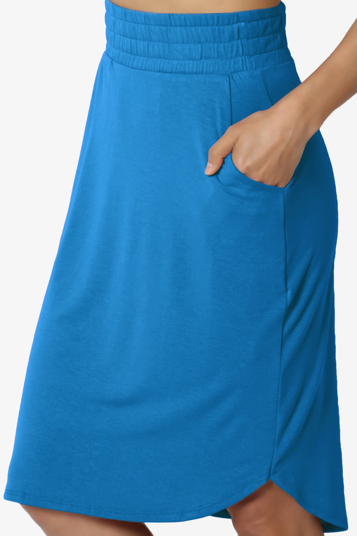 Hadyn Casual Elastic High Waist Straight Skirt OCEAN BLUE_5