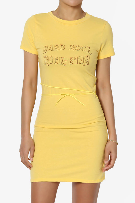 Hard Rock Wing Guitar Printed Mini T-Shirt Dress BANANA_1