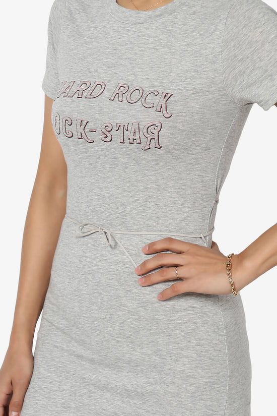 Hard Rock Wing Guitar Printed Mini T-Shirt Dress HEATHER GREY_5