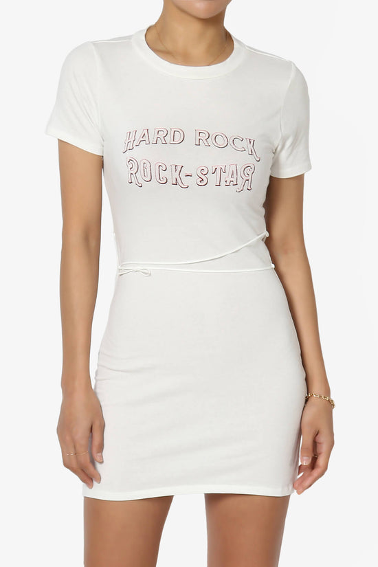 Hard Rock Wing Guitar Printed Mini T-Shirt Dress IVORY_1