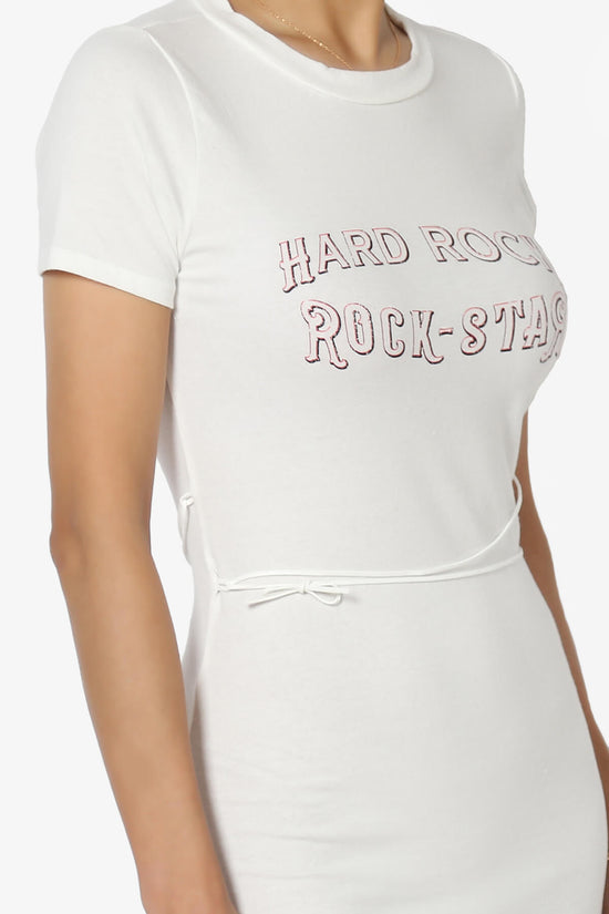 Hard Rock Wing Guitar Printed Mini T-Shirt Dress IVORY_5