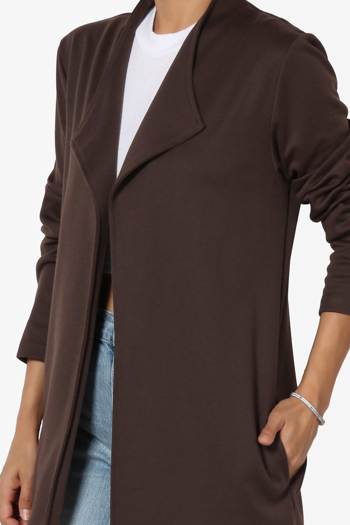 Load image into Gallery viewer, Hawke Open Front Knit Long Jacket BROWN_5
