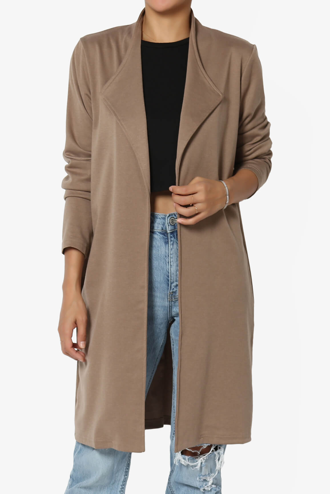 Load image into Gallery viewer, Hawke Open Front Knit Long Jacket KHAKI_1
