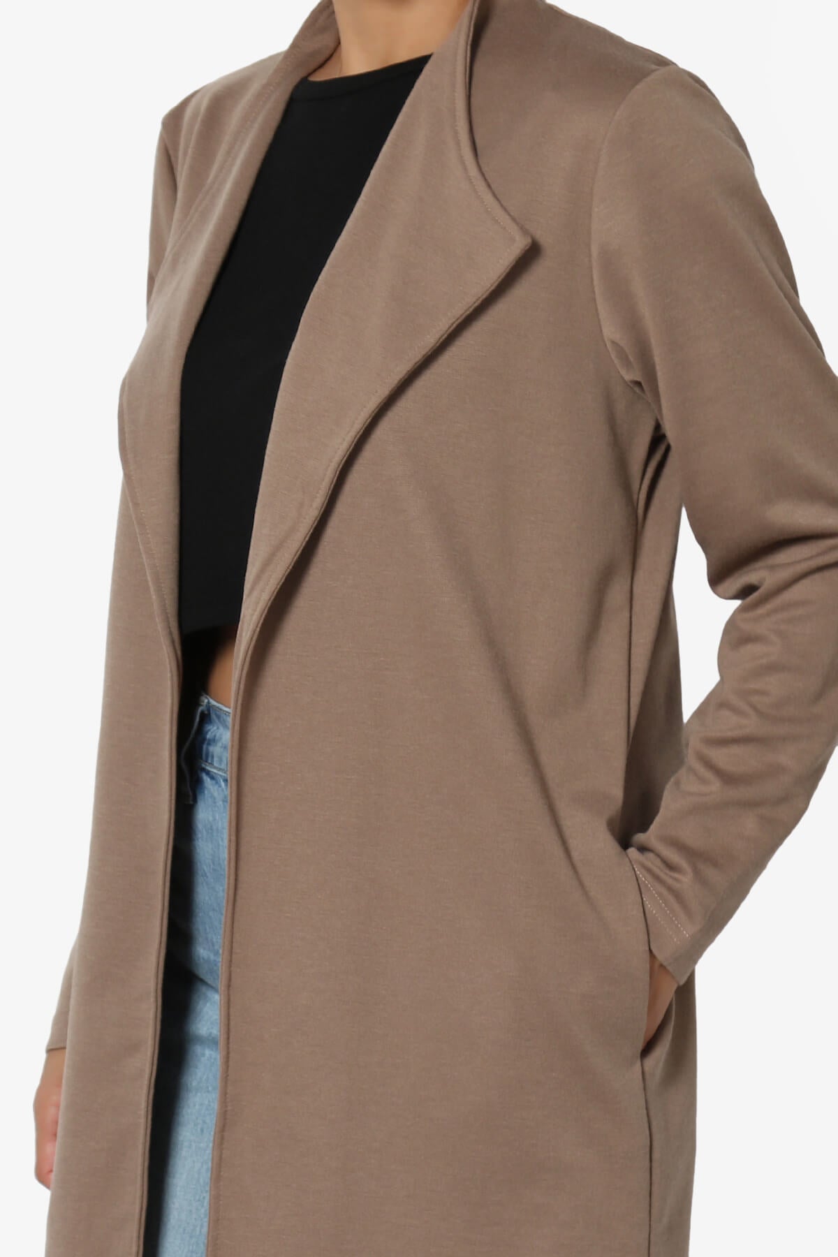 Load image into Gallery viewer, Hawke Open Front Knit Long Jacket KHAKI_5
