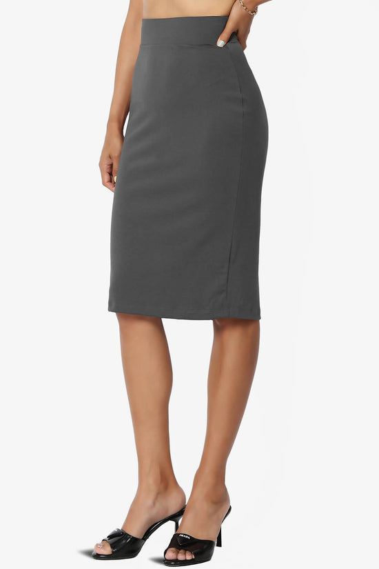 Load image into Gallery viewer, Hayle Soft Knit High Rise Midi Pencil Skirt ASH GREY_3

