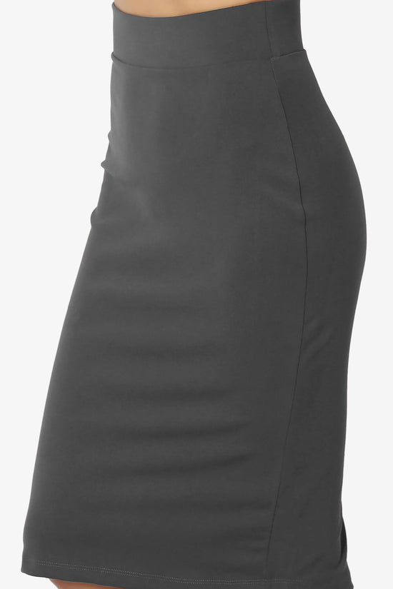 Load image into Gallery viewer, Hayle Soft Knit High Rise Midi Pencil Skirt ASH GREY_5
