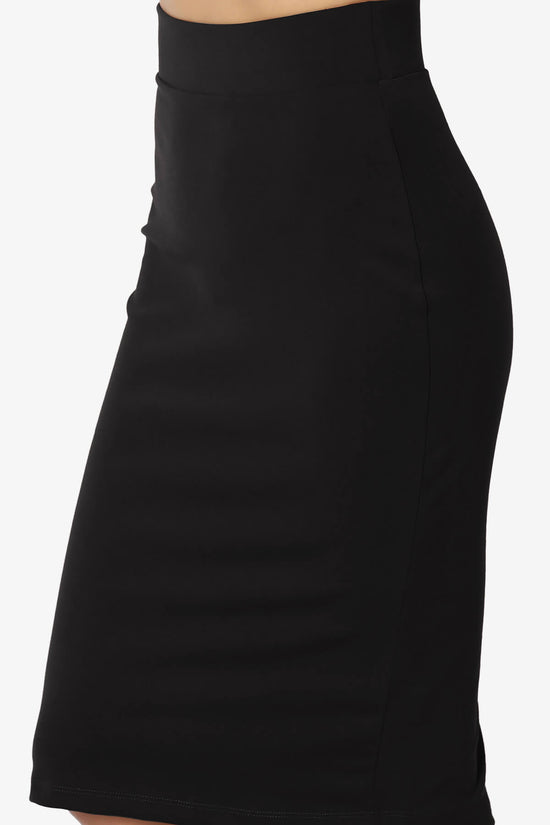 Hayle Soft Knit High Rise Midi Pencil Skirt BLACK_5