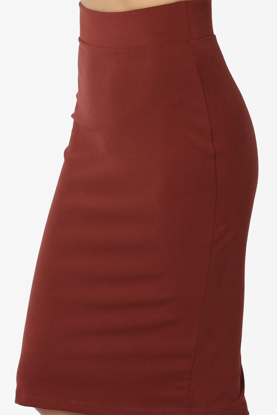 Load image into Gallery viewer, Hayle Soft Knit High Rise Midi Pencil Skirt BRICK_5
