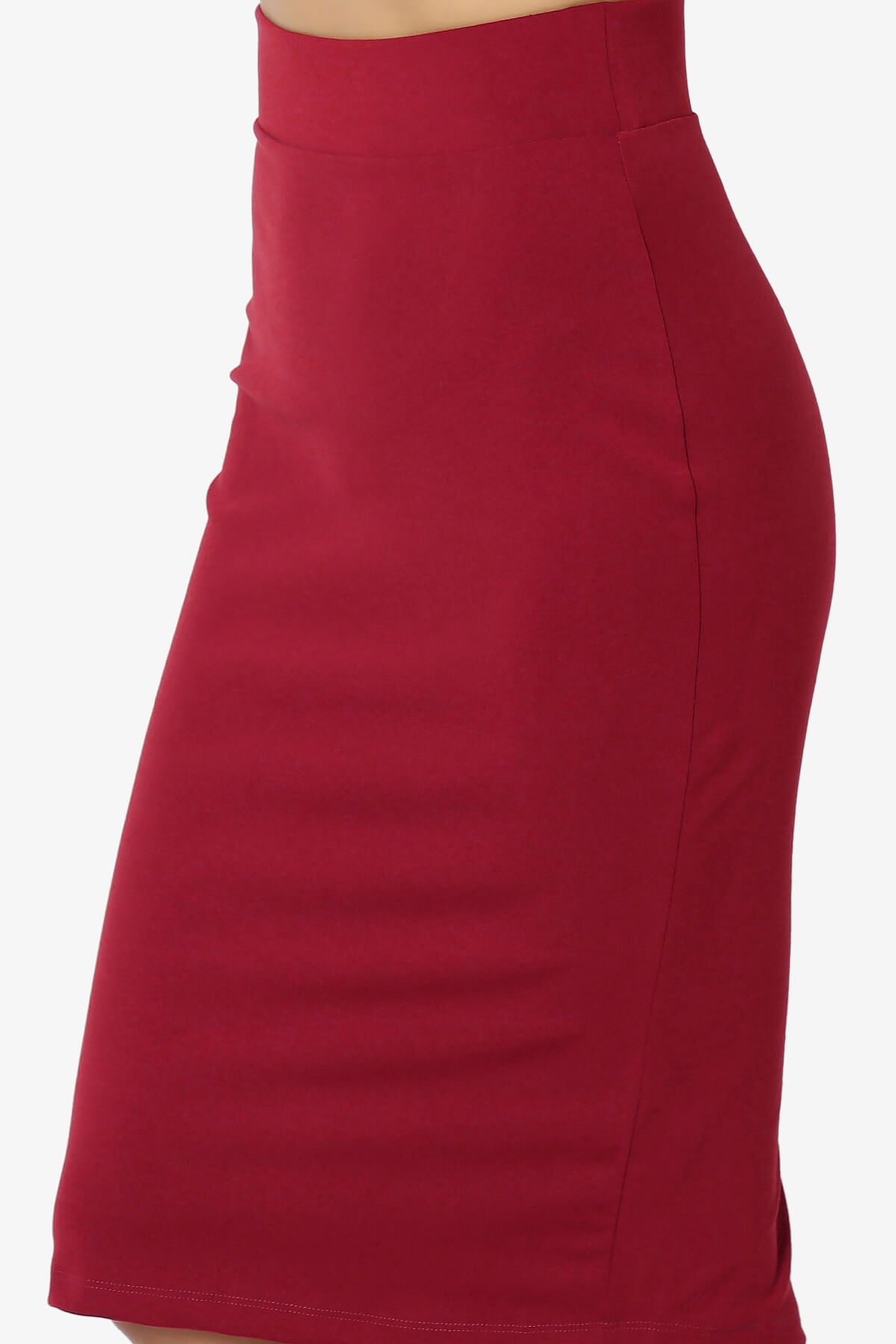 Load image into Gallery viewer, Hayle Soft Knit High Rise Midi Pencil Skirt BURGUNDY_5
