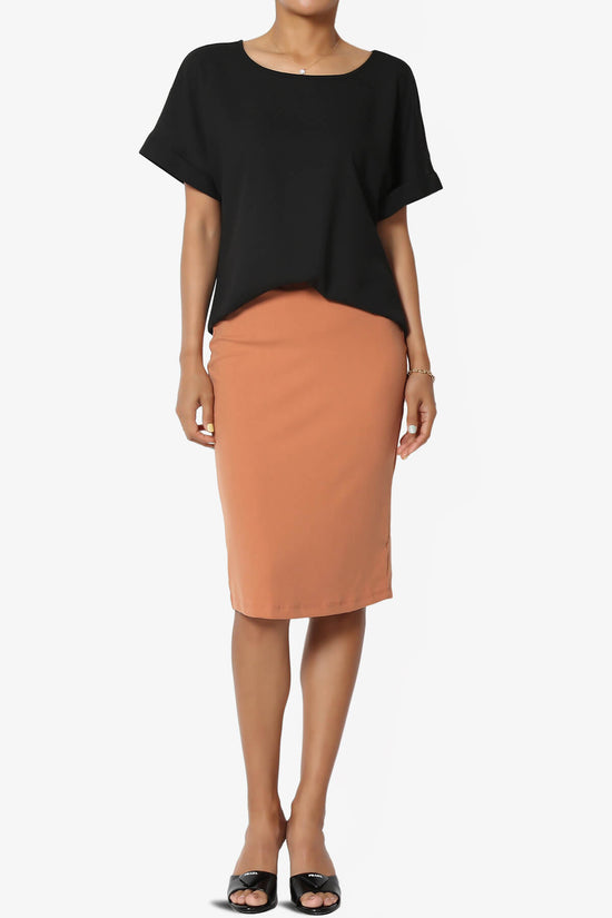 Hayle Soft Knit High Rise Midi Pencil Skirt BUTTER ORANGE_6