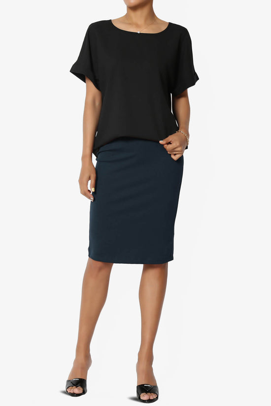 Load image into Gallery viewer, Hayle Soft Knit High Rise Midi Pencil Skirt DARK NAVY_6
