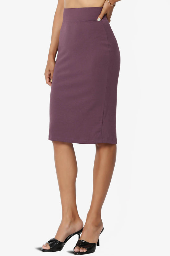 Load image into Gallery viewer, Hayle Soft Knit High Rise Midi Pencil Skirt DUSTY PLUM_3
