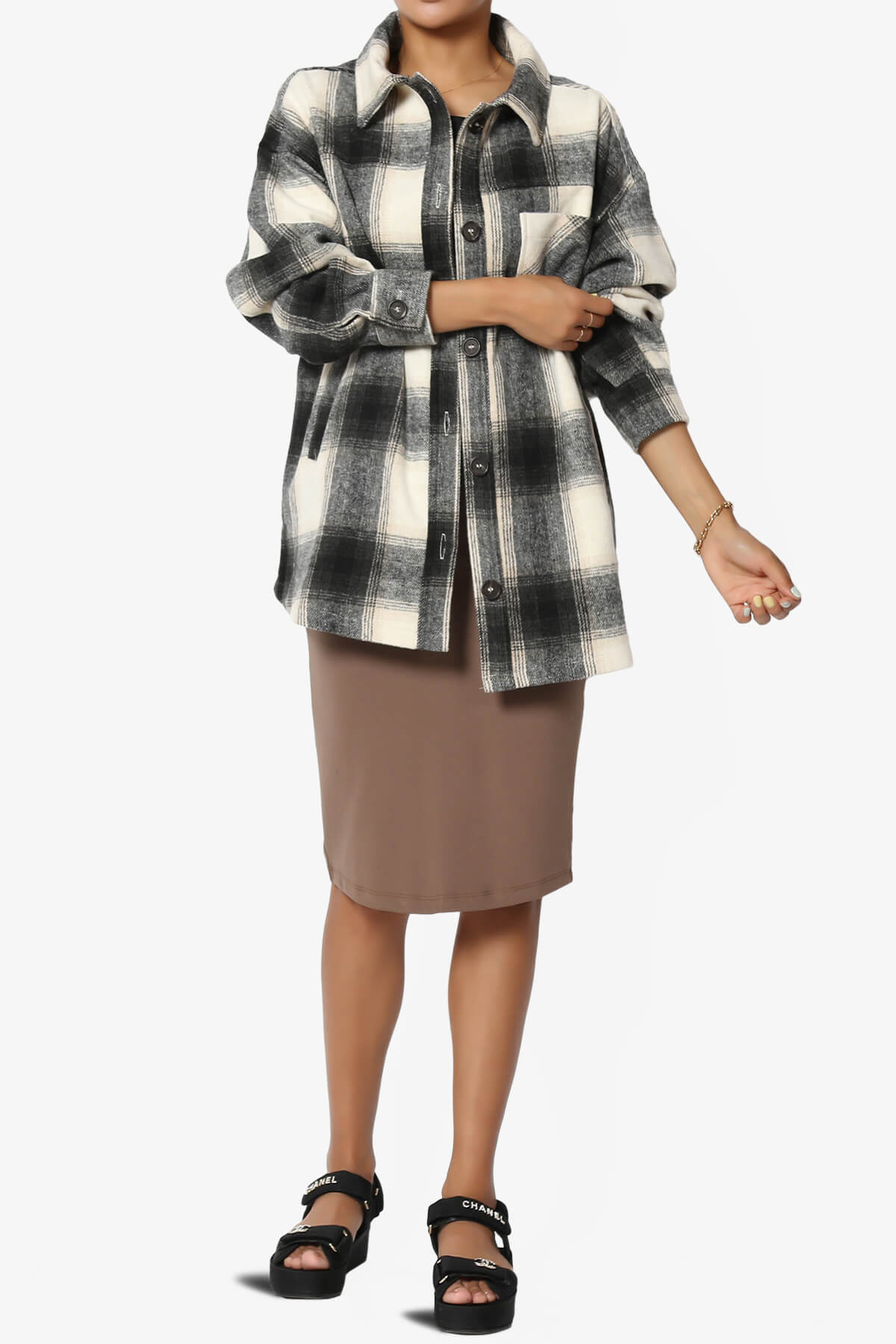 Load image into Gallery viewer, Hayle Soft Knit High Rise Midi Pencil Skirt MOCHA_6
