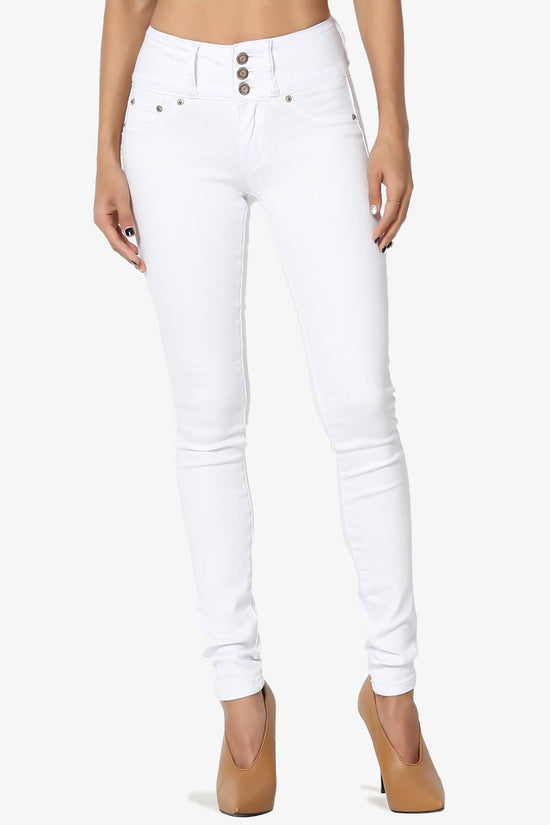 Vassa No Back Pocket Skinny Jeans WHITE_1