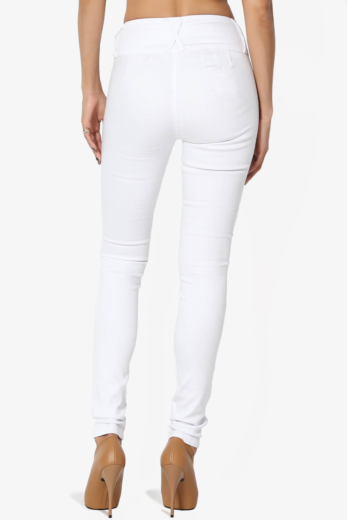 Vassa No Back Pocket Skinny Jeans WHITE_2