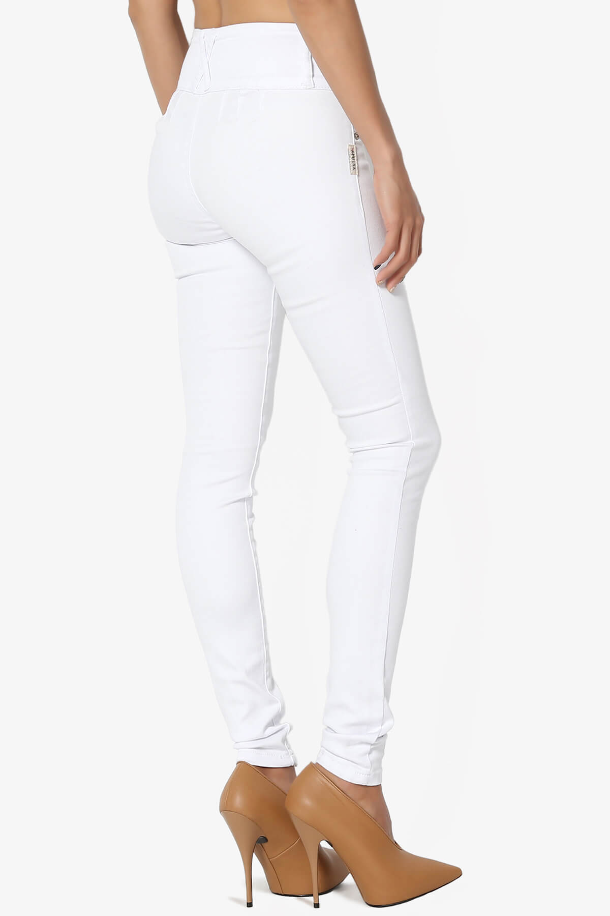 Vassa No Back Pocket Skinny Jeans WHITE_4