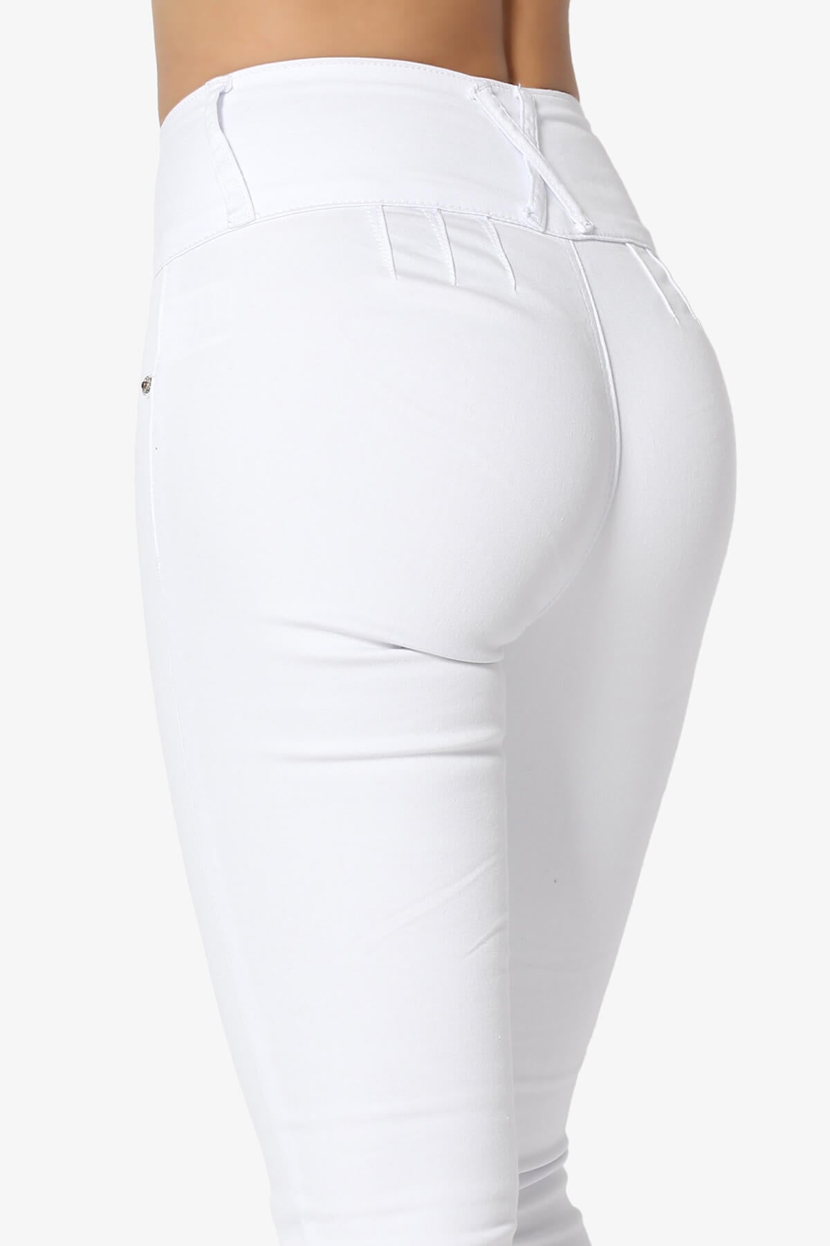 Vassa No Back Pocket Skinny Jeans WHITE_5