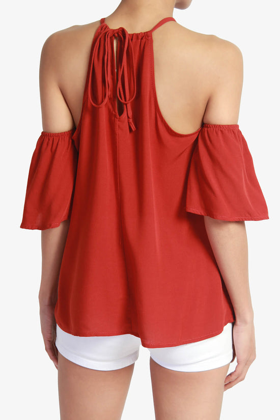 Cuddly Tie Back Cold Shoulder Top