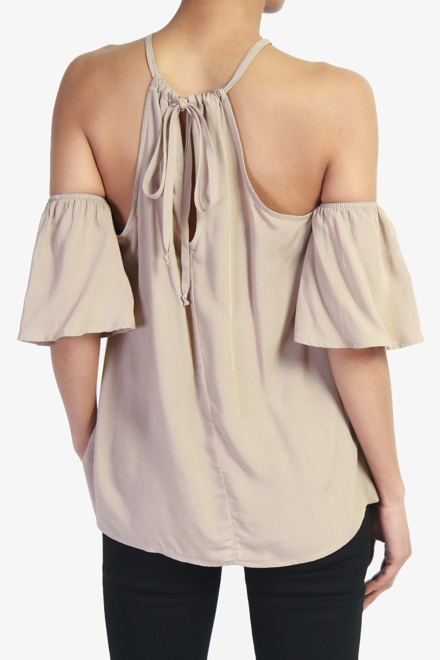 Cuddly Tie Back Cold Shoulder Top