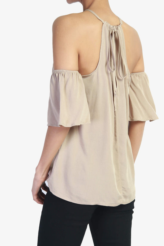 Cuddly Tie Back Cold Shoulder Top