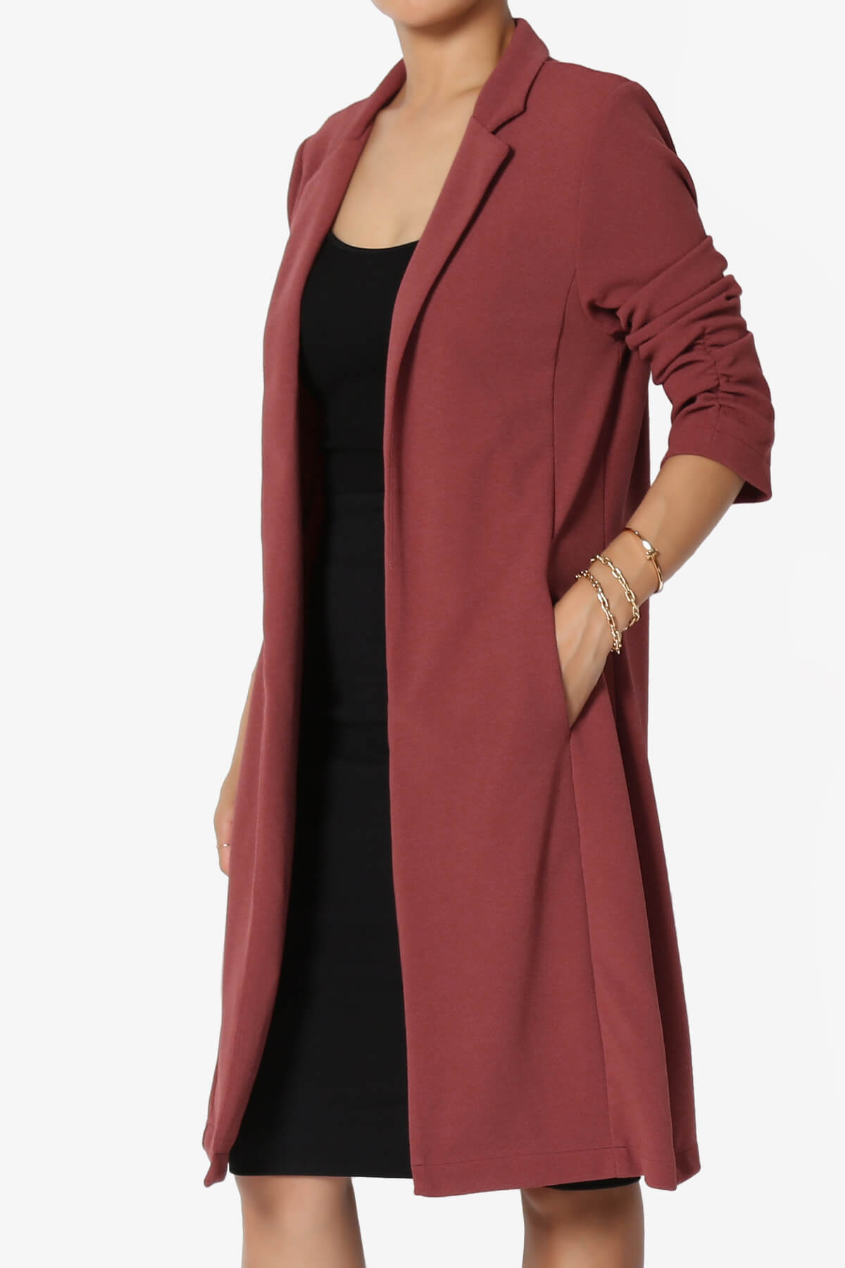 Pisa Ruched 3/4 Sleeve Longline Jacket