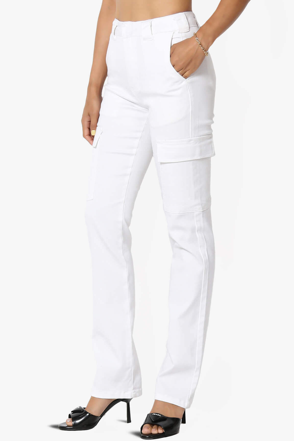 Imaan Stretch Canvas Cargo Pants WHITE_3