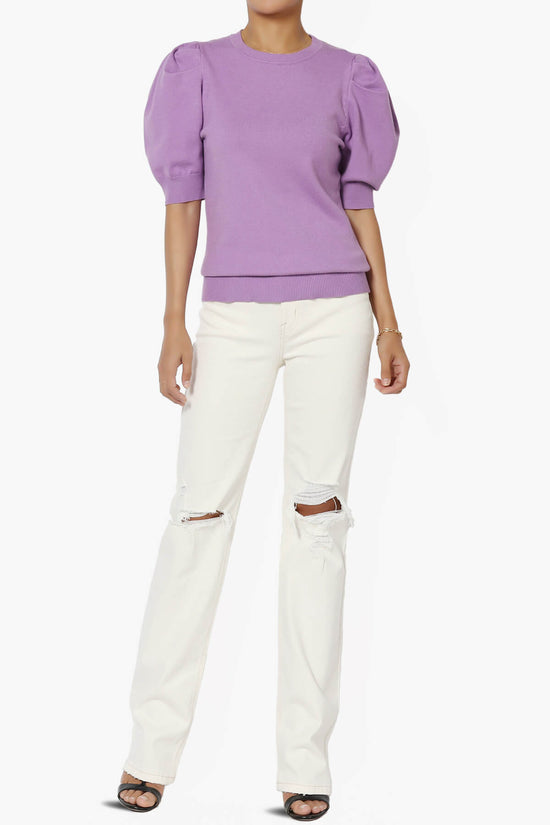 Load image into Gallery viewer, Isabella Puff Short Sleeve Knit Sweater BRIGHT LAVENDER_6
