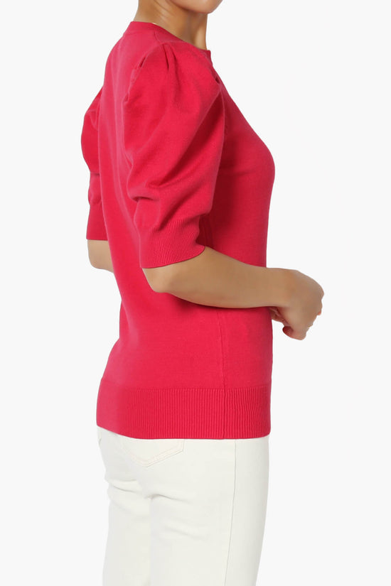Load image into Gallery viewer, Isabella Puff Short Sleeve Knit Sweater MAGENTA_4
