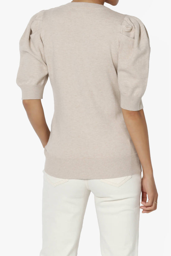 Load image into Gallery viewer, Isabella Puff Short Sleeve Knit Sweater SAND BEIGE_2
