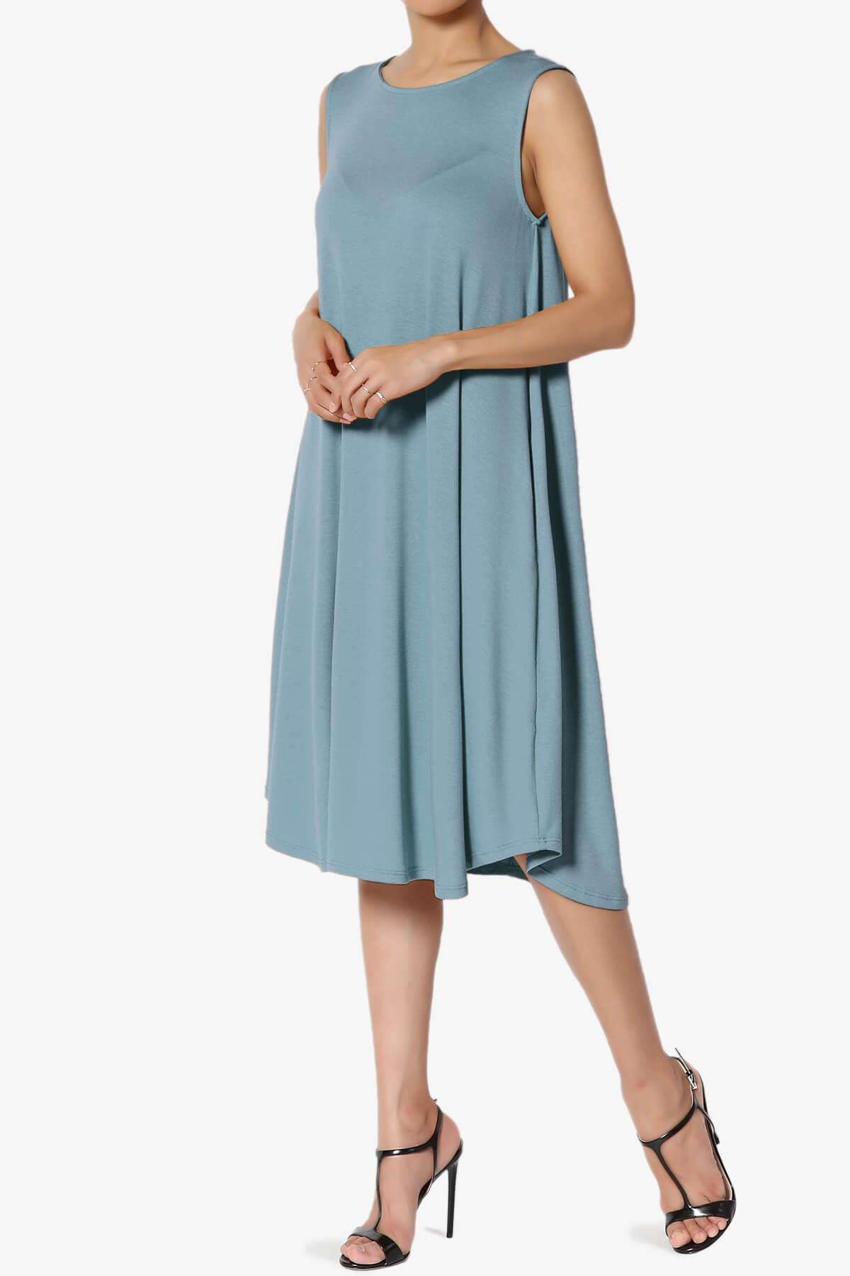 Load image into Gallery viewer, Ivetta Sleeveless Pocket Swing Dress CEMENT_3
