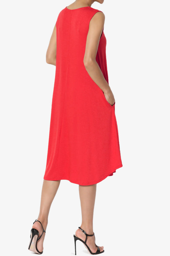 Load image into Gallery viewer, Ivetta Sleeveless Pocket Swing Dress RED_4
