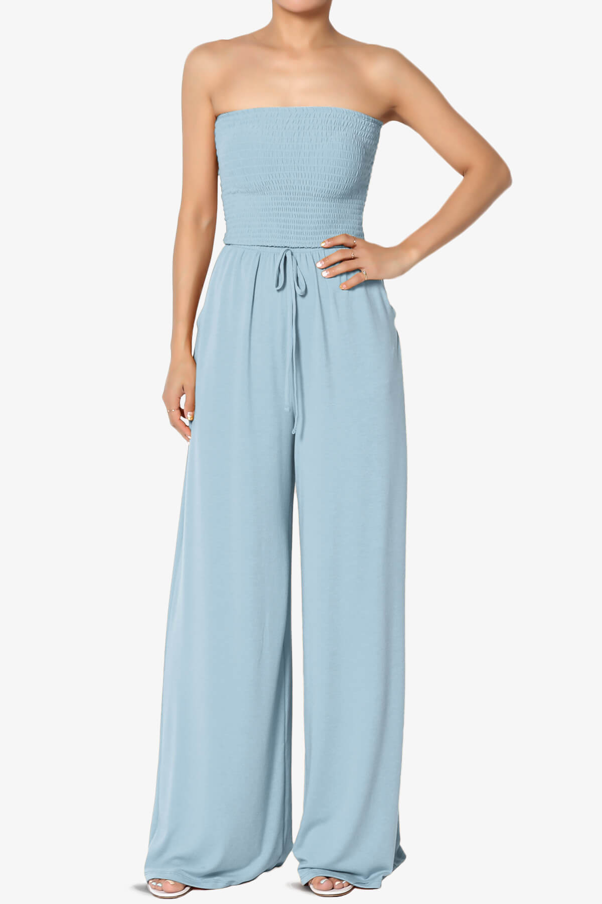 Jaklin Strapless Wide Leg Jumpsuit ASH BLUE_1