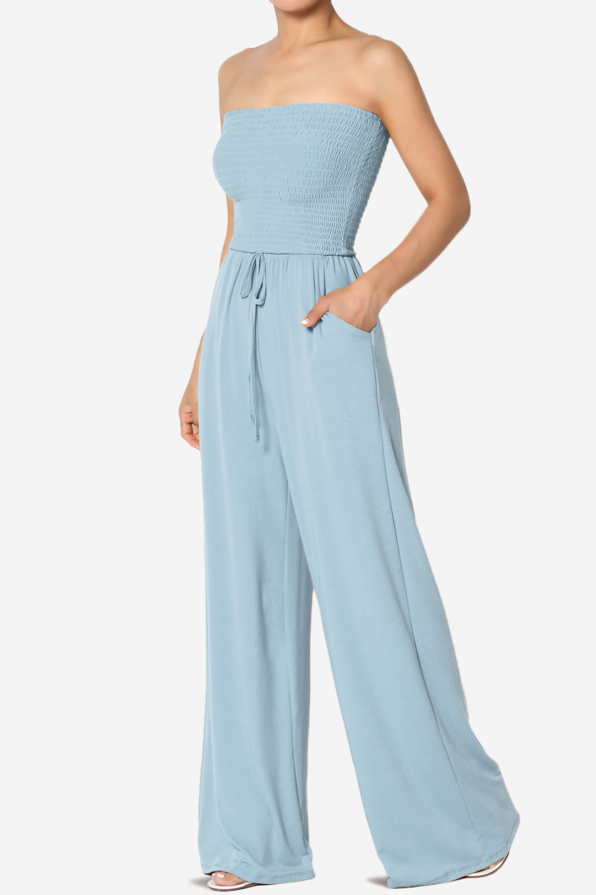 Jaklin Strapless Wide Leg Jumpsuit ASH BLUE_3