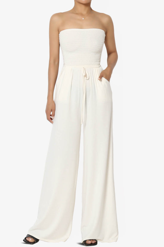 Jaklin Strapless Wide Leg Jumpsuit CREAM_1