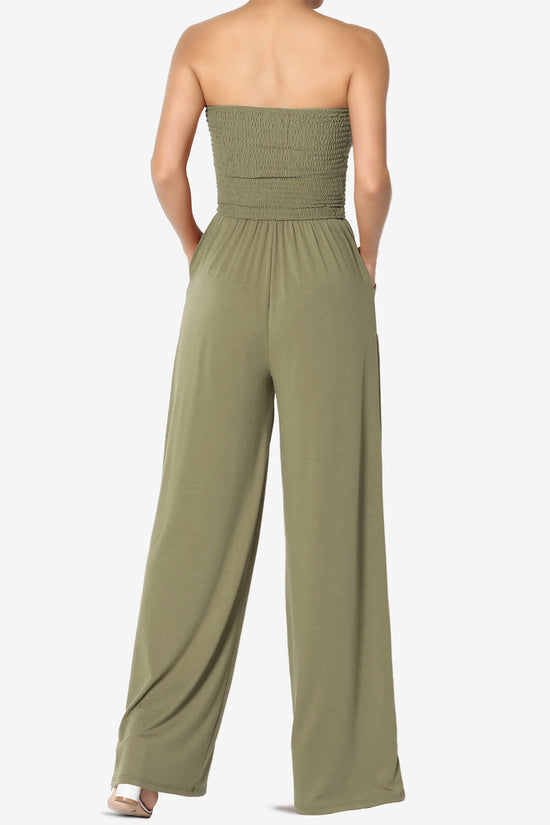 Jaklin Strapless Wide Leg Jumpsuit KHAKI GREEN_2