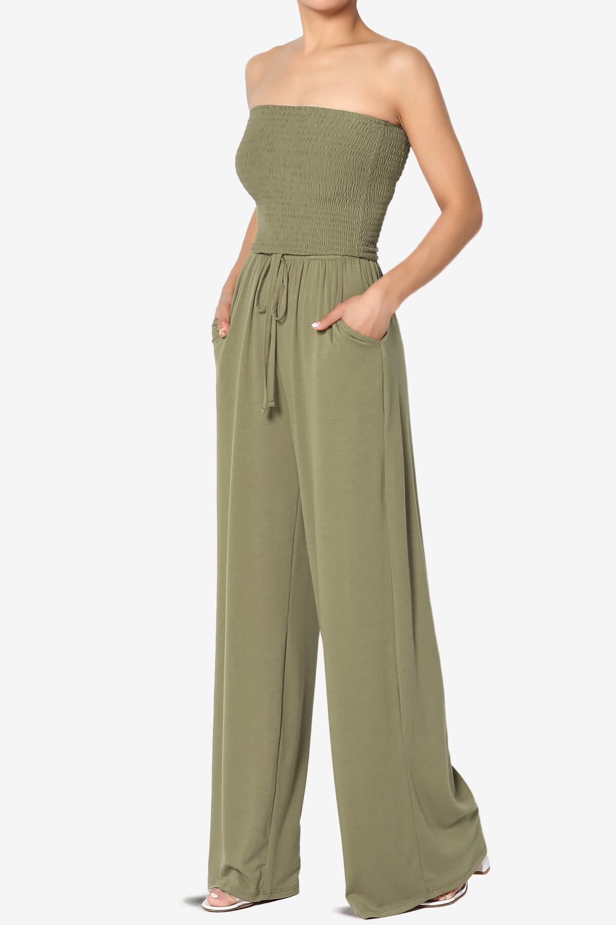 Jaklin Strapless Wide Leg Jumpsuit KHAKI GREEN_3