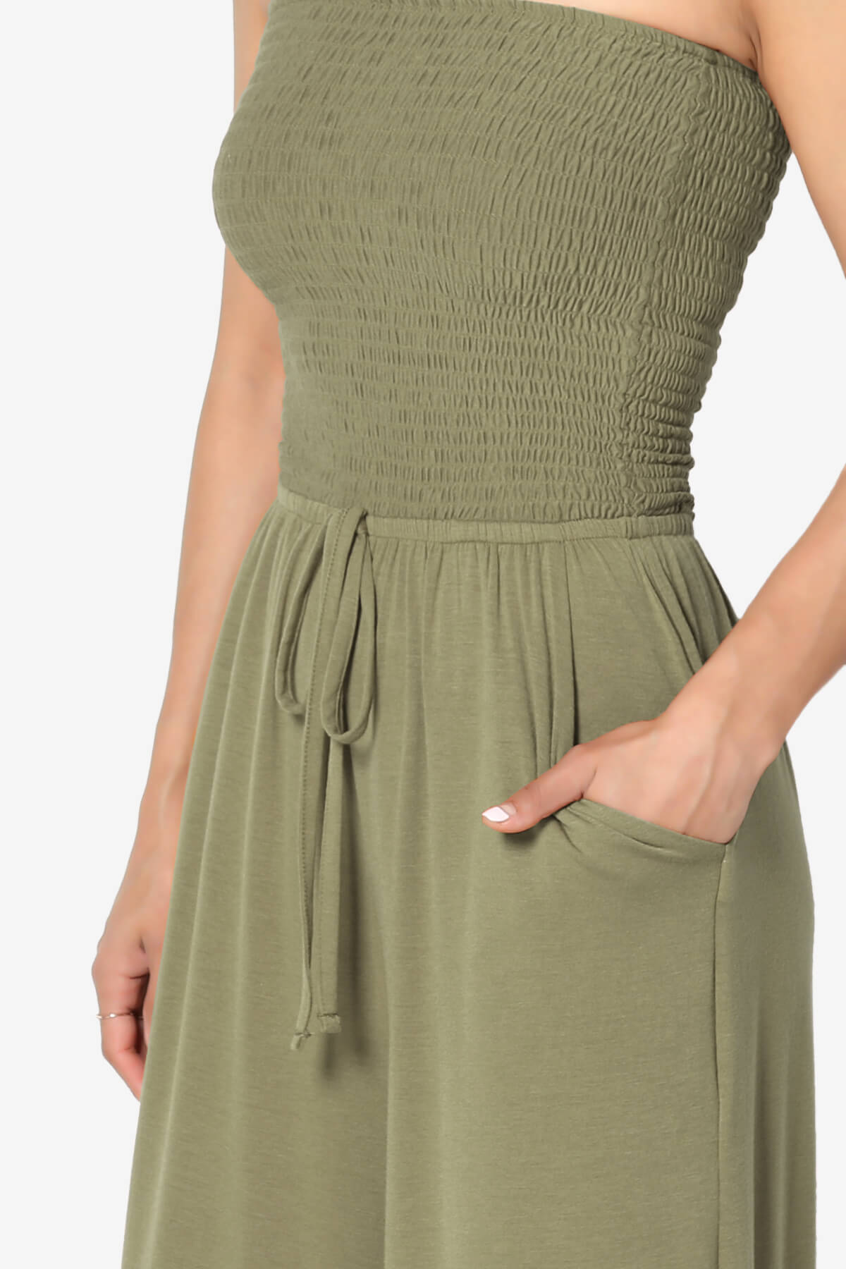 Jaklin Strapless Wide Leg Jumpsuit KHAKI GREEN_5