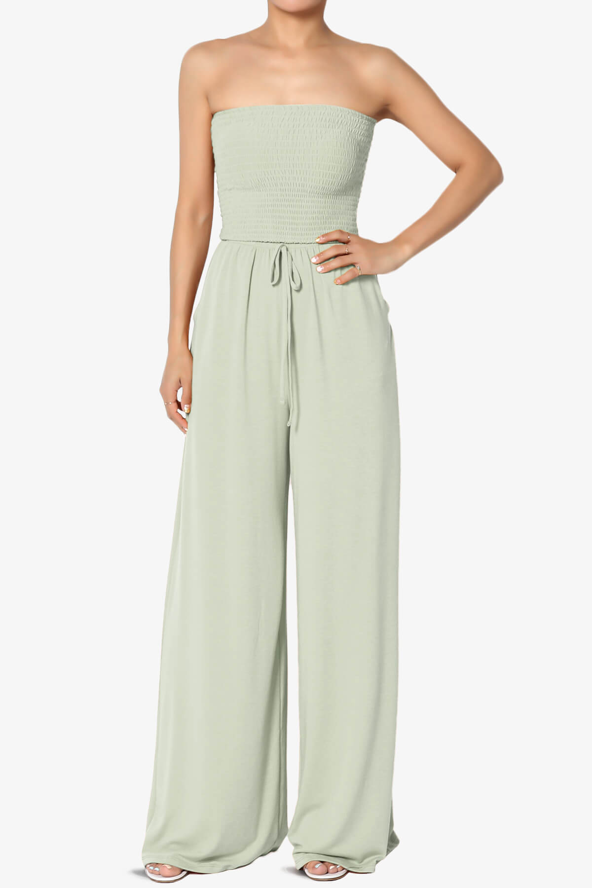 Jaklin Strapless Wide Leg Jumpsuit LIGHT SAGE_1