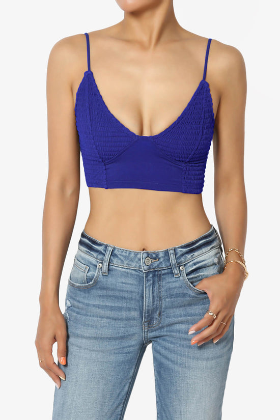 Load image into Gallery viewer, Jennie Smocked Triangle Bralette BRIGHT BLUE_1
