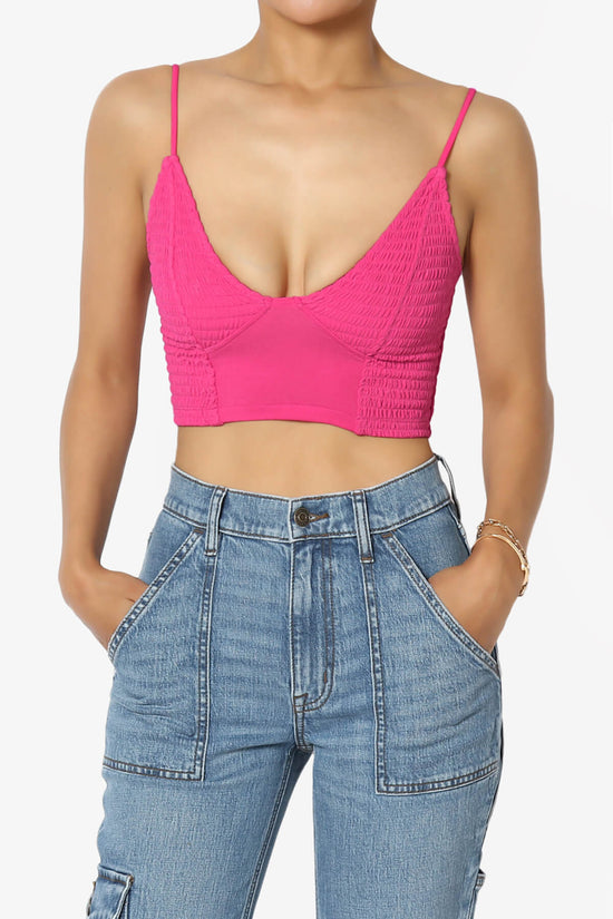 Load image into Gallery viewer, Jennie Smocked Triangle Bralette FUCHSIA_1

