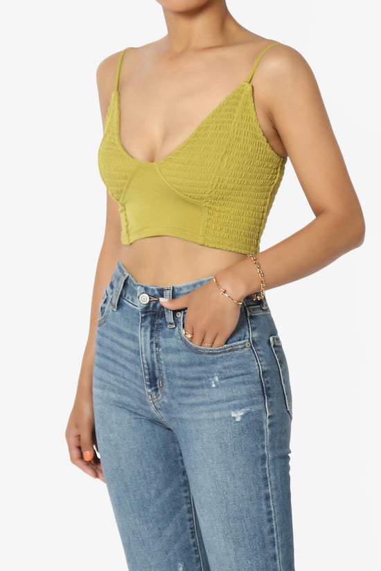 Load image into Gallery viewer, Jennie Smocked Triangle Bralette GOLDEN WASABI_3
