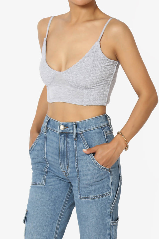 Load image into Gallery viewer, Jennie Smocked Triangle Bralette HEATHER GREY_3
