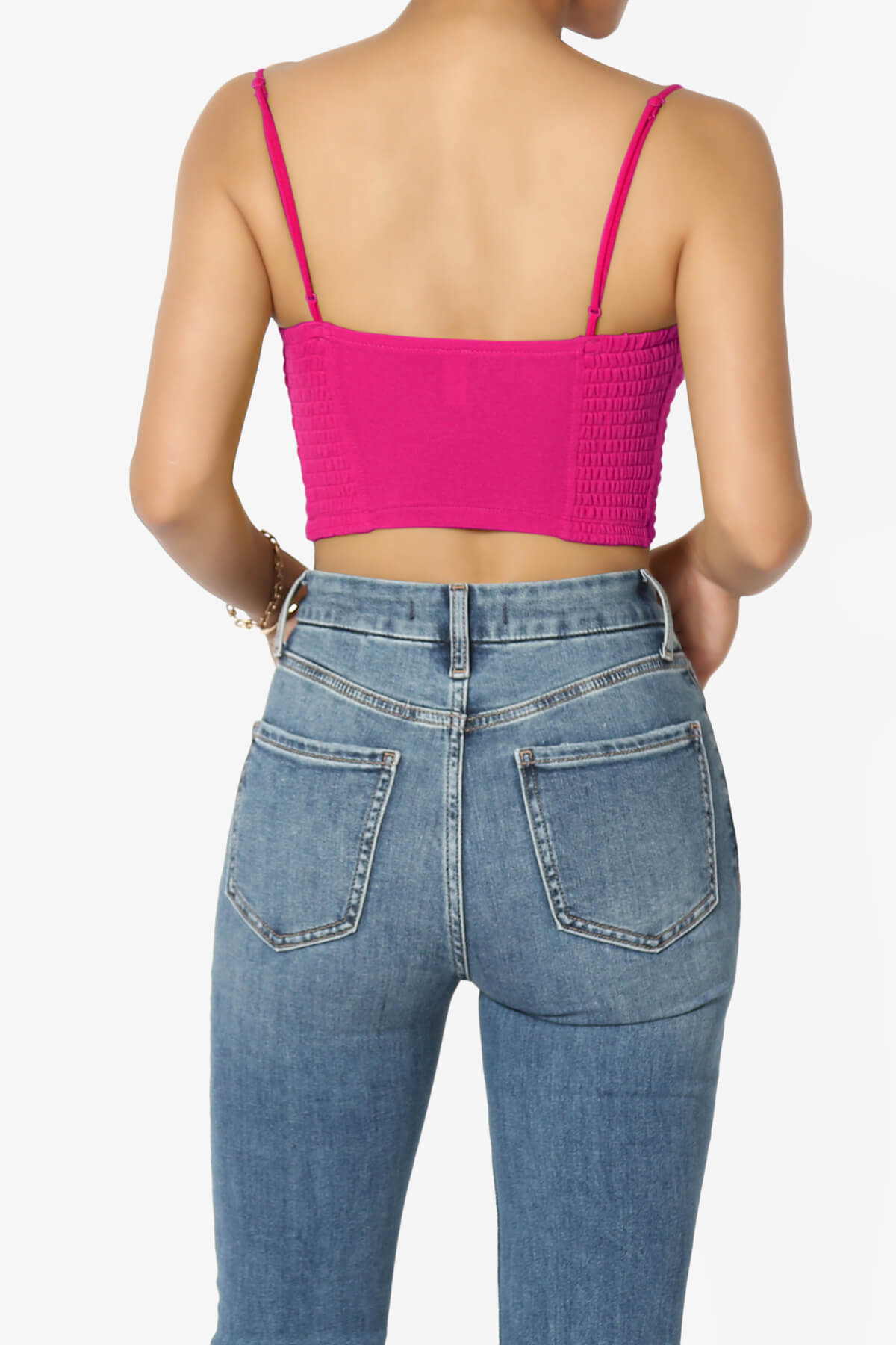 Load image into Gallery viewer, Jennie Smocked Triangle Bralette HOT PINK_2
