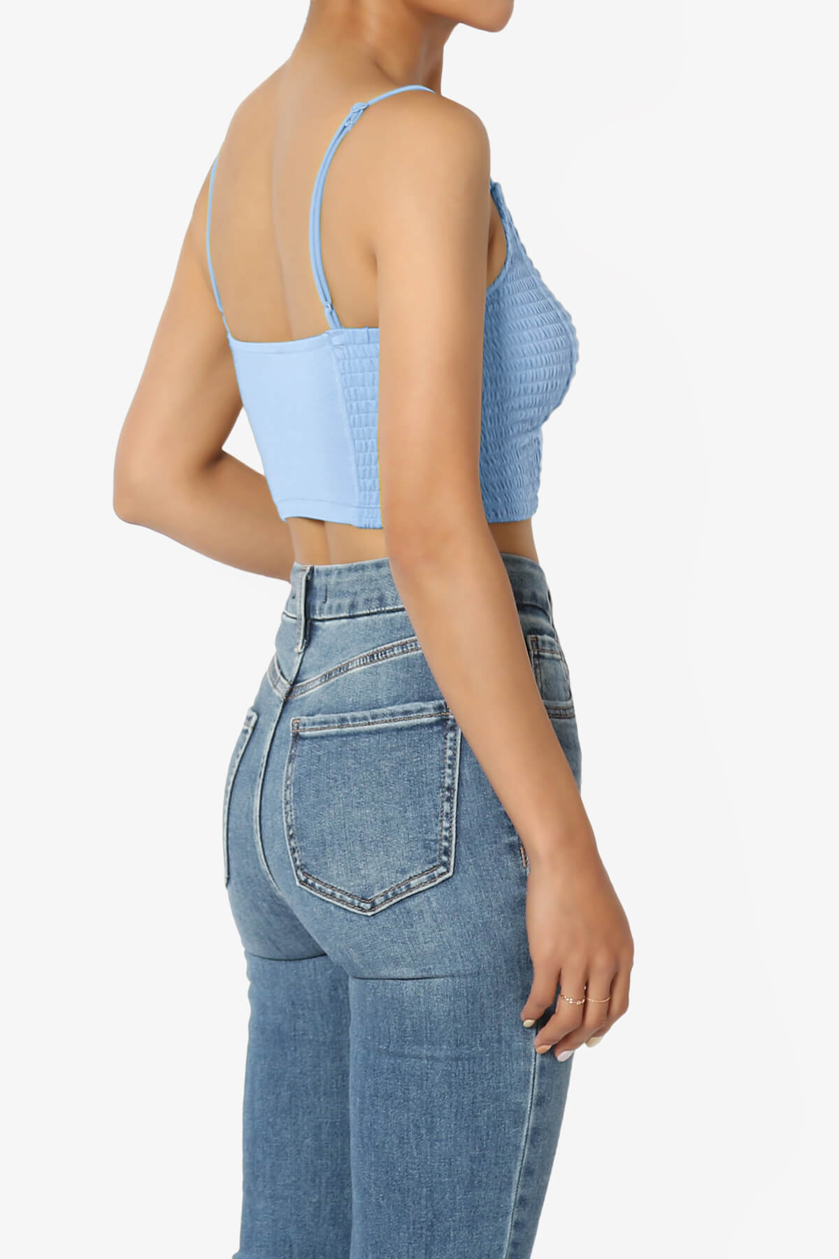 Load image into Gallery viewer, Jennie Smocked Triangle Bralette LIGHT BLUE_4
