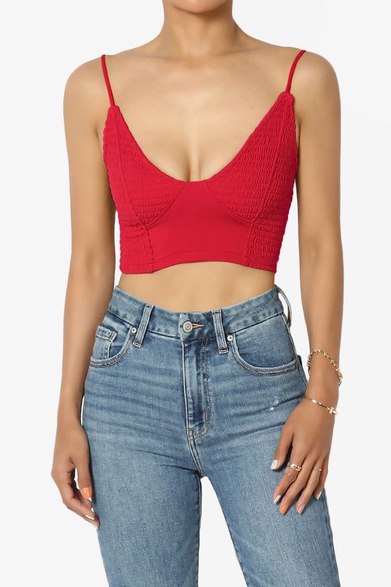 Load image into Gallery viewer, Jennie Smocked Triangle Bralette RED_1
