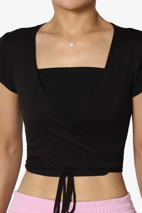 Joanie Deep V-Neck Wrap Crop Top BLACK_5